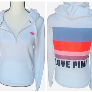 PINK Mid-Zip Drawstring Hooded Sweatshirt